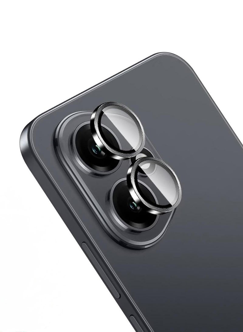 Wtech Honor 400 5G 2025 Premium Alloy Ring Camera Lens Tempered Glass Protector Shield (MLGICR) - Clear/Black - Image 1